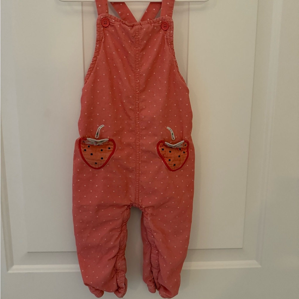 Baby Boden Pink Overalls with Strawberry Pockets